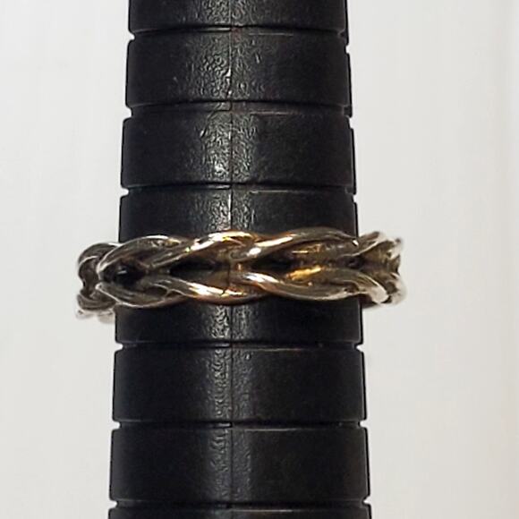 Silver Tone Braided Ring Minimalist Basic Sz 6 - Picture 5 of 5